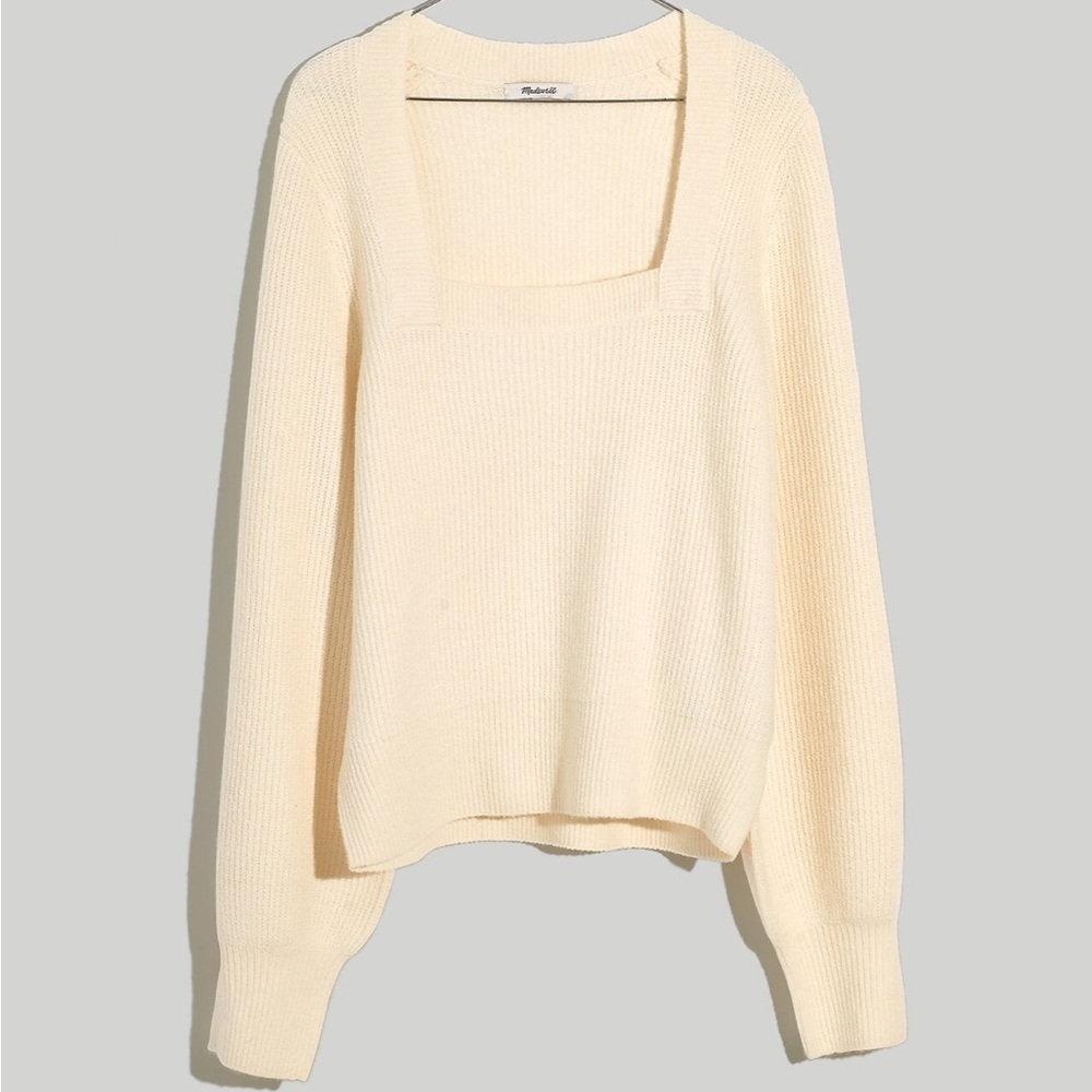 Madewell plus mwl wood sweater square neck pullover antique cream